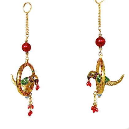 DreamKraft Colorful Metal Parrot Statue for Door Hanging, Wind Chime Pair of Parrot Hanging Statue/Garden, Home, Office Decor, Animal Showpiece - Set of 2 (Multicolor, 22.5 x 7 x 22 cm)