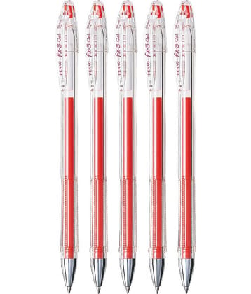 Penac FX-3 Gel Ball 0.7 mm Red ink Pen (Pack of 5)