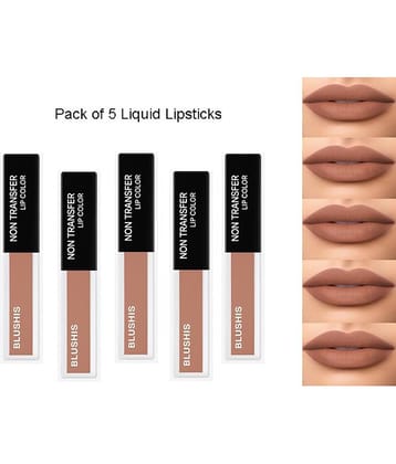 BLUSHIS Nude Matte Smudge Free Liquid Lipstick ( Pack of 5 )