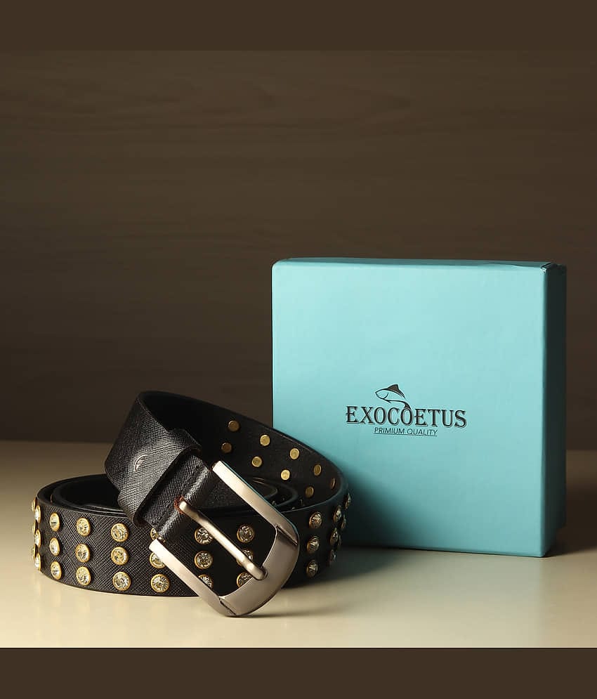 EXOCOETUS - Black 100% Leather Men's Formal Belt ( Pack of 1 )