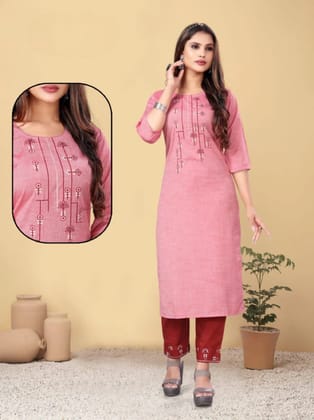 PickCell Woman Sanaya Embroidery Work Long Kurti with Bottom