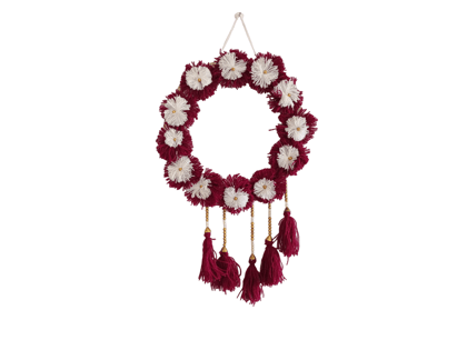 Handmade Woolen Antique Wall Hanging Diwal Piece for Home Decor and Festival (Maroon)