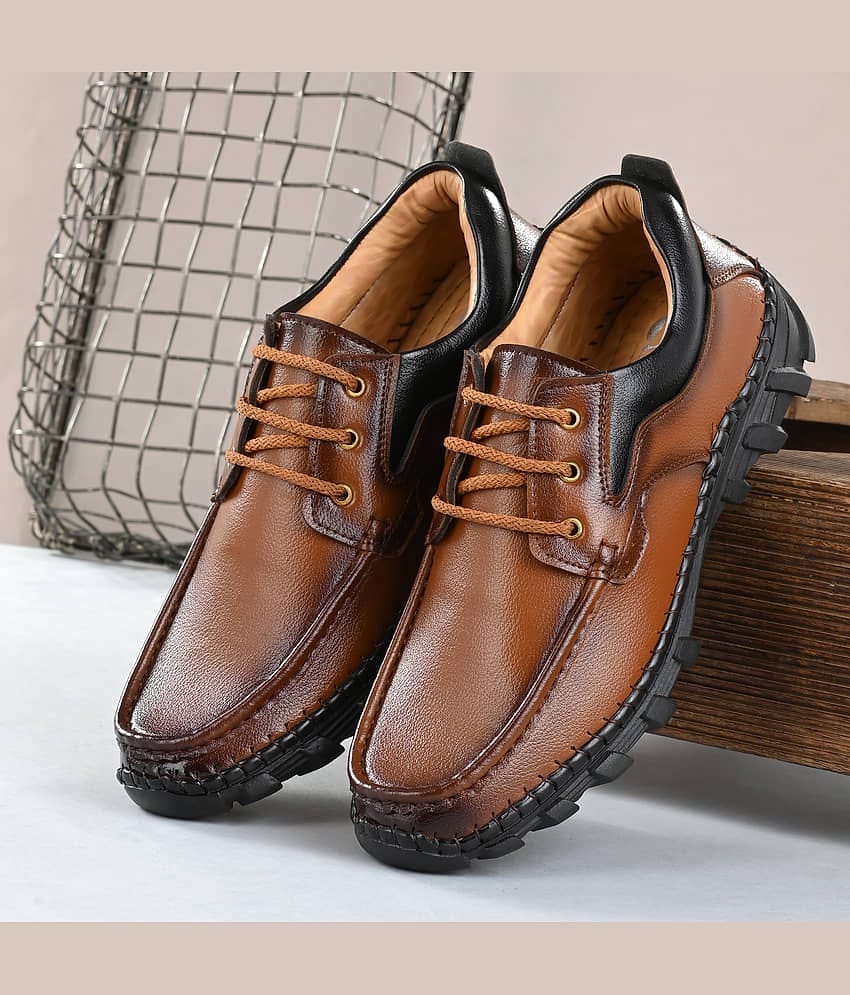 Rising Wolf Tan Men's Derby Formal Shoes