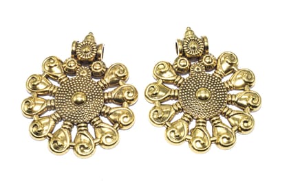 German Silver Metal Oxidized Golden Pendant  ,(GPN-088) , Per Packet of 2 Pcs-Per Packet of 2 Pcs / 75 MM