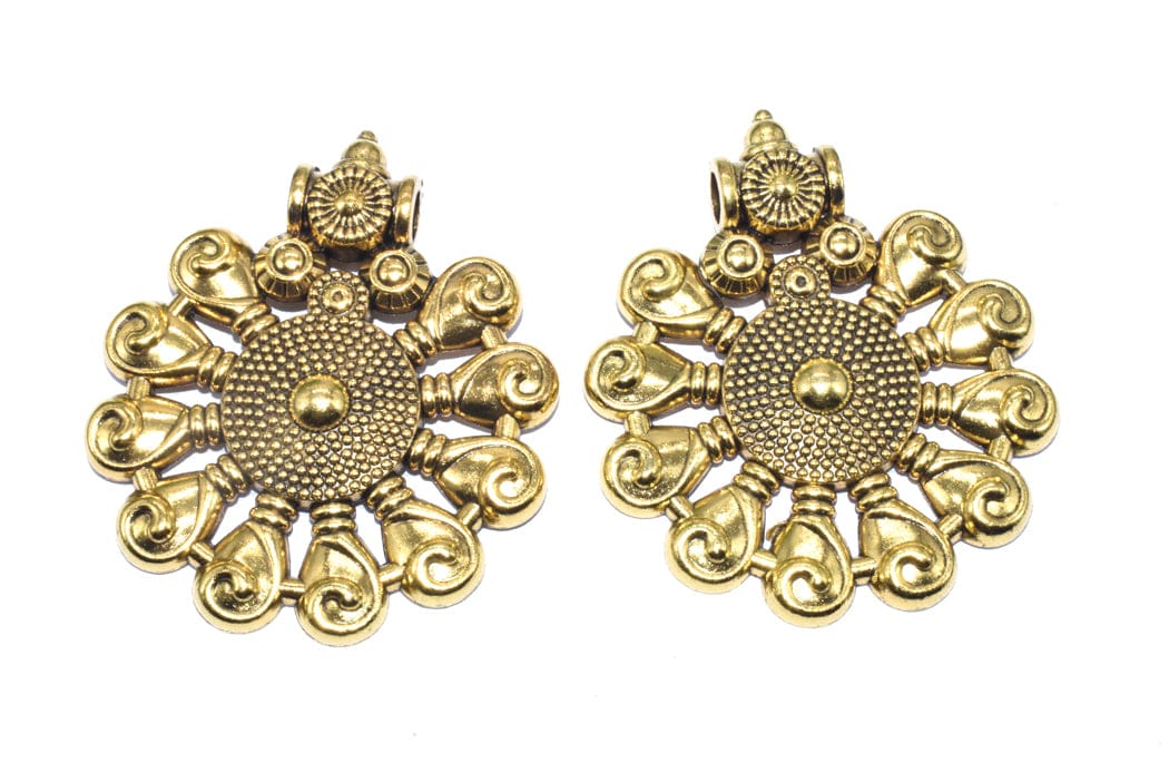 German Silver Metal Oxidized Golden Pendant  ,(GPN-088) , Per Packet of 2 Pcs-Per Packet of 2 Pcs / 75 MM