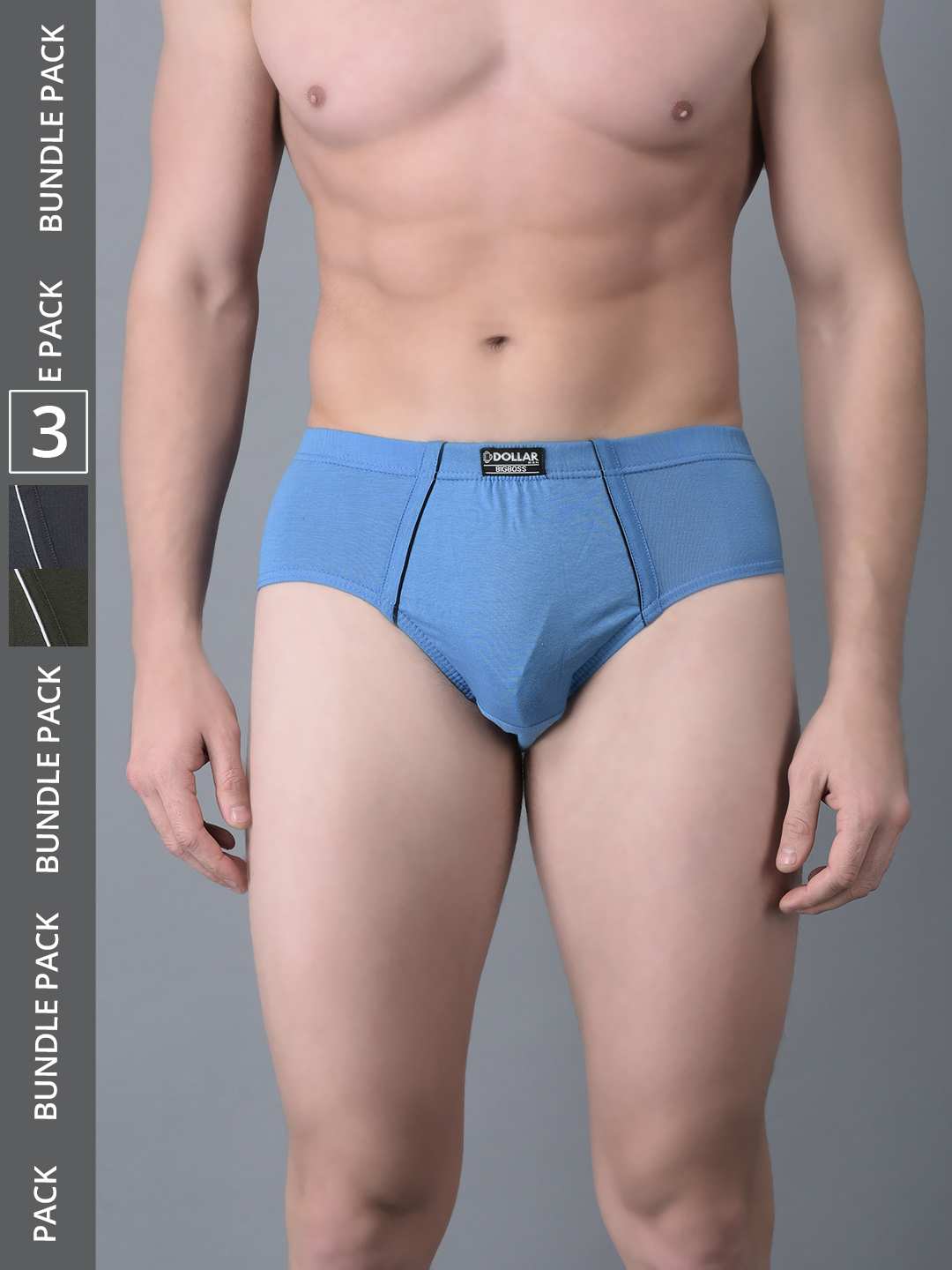 Men's Assorted Pack of 3 Combed Cotton Solid Brief With Anti-Microbial Odour Control