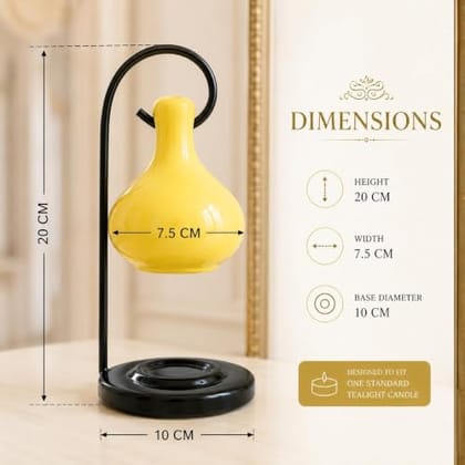 Ceramic Aroma Oil Diffuser Hanging Burner for Home Fragrance Decoration and Gifting, 4 x 8 Inch (Hanging - Yellow)