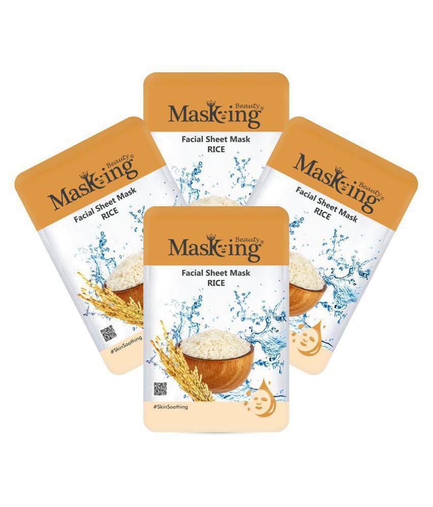 Masking Beauty Rice Face Sheet Mask Masks 80 ml Pack of 4