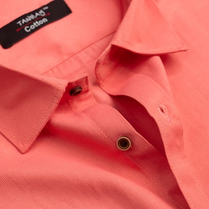 Strawberry Pink Color Mercerised Cotton Shirt For Men's-M (38 Inch) (97 CM) / Half