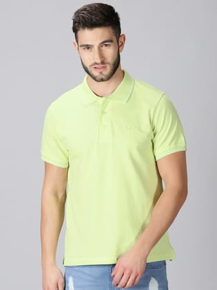 Pure Cotton Mint Green Solid Polo