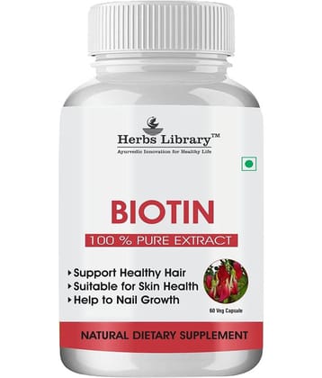 Herbs Library Biotin Capules For Hair Growth, Skin and Nails 60 Capsules (Pack of 1)