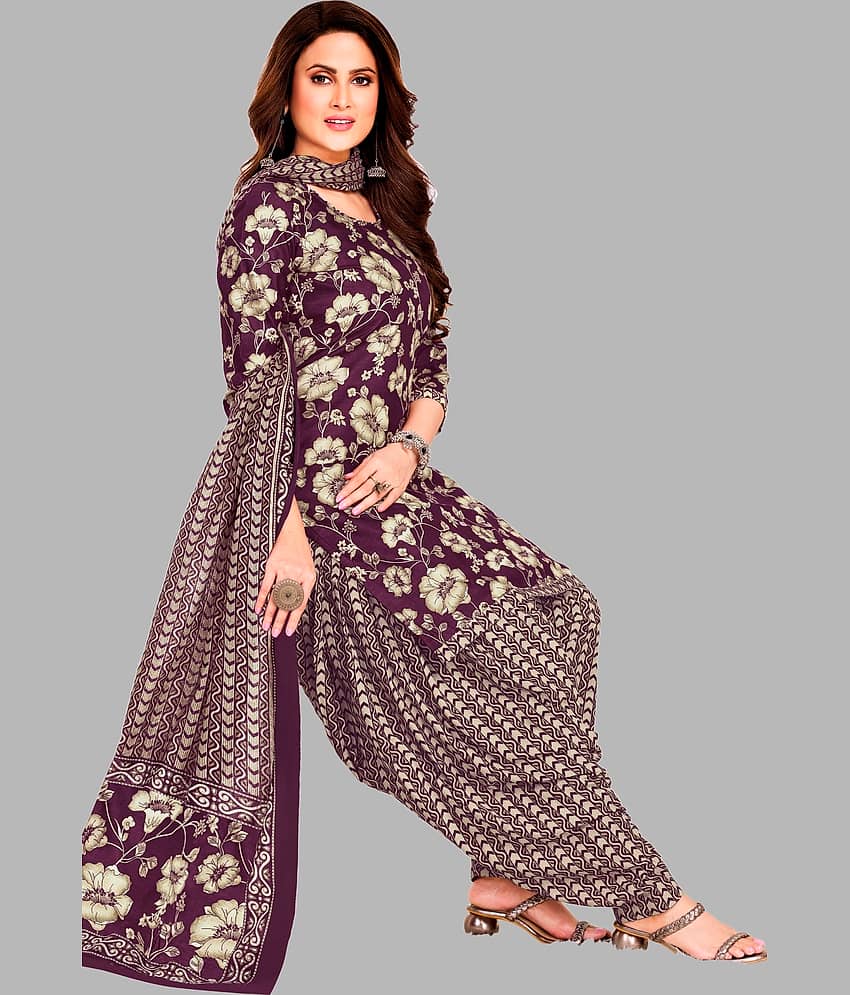 shree jeenmata collection Women Cotton Unstitched Dress Material ( Purple )