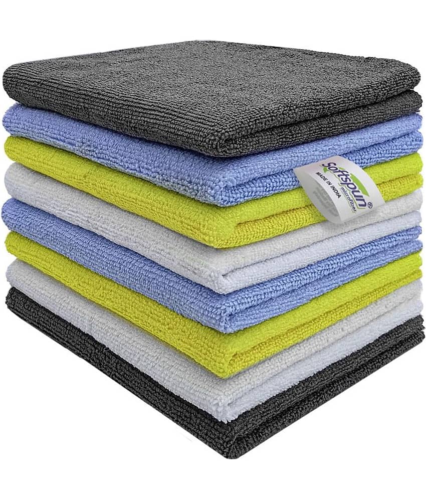 SOFTSPUN Microfiber Cleaning Cloths, 8 pcs 30x40cms 280GSM Multi-Color Highly Absorbent, Lint and Streak Free, Multi - Purpose Wash Cloth for Kitchen, Car, Window, Stainless Steel