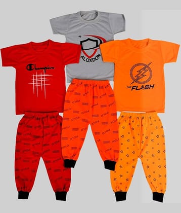 DIAMOND EXPORTER Pack of 3 Boys Cotton Blend T-Shirt & Trackpants Set ( Multicolor )