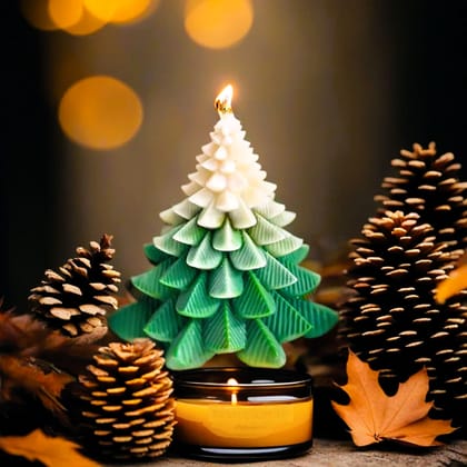 Aesthetic Living Soywax Christmas Tree Scented Candle - Lemongrass - 110 gm