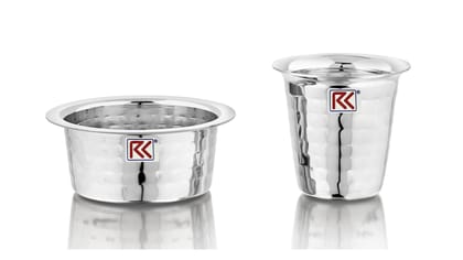 RK Kumbakonam Hammered Stainless Steel Traditional Dabara Set | Coffee Dabara Set | South Indian Filter Coffee Tumbler Set (Silver, Pack of 2) RK Kumbakonam Hammered Stainless Steel Traditional Dabara Set | Coffee Dabara Set | South Indian Filter Coffee Tumbler Set (Silver, Pack of 2)