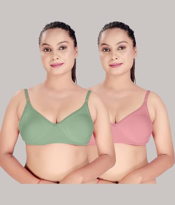 HAYA Pack of 2 Cotton Non Padded Women's Push Up Bra ( Multicolor )