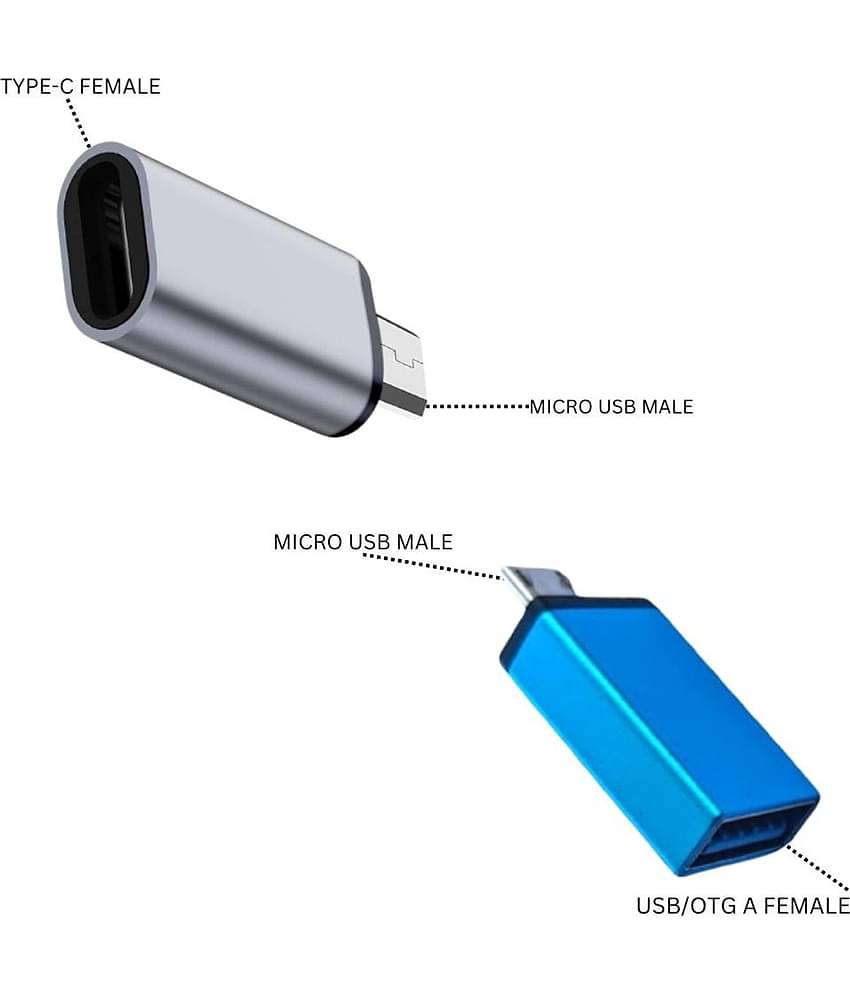 THRFITKART - 2PC Converter combo , (1pc) V8 to Type-c and (1pc) V8 to USB, adapter.
