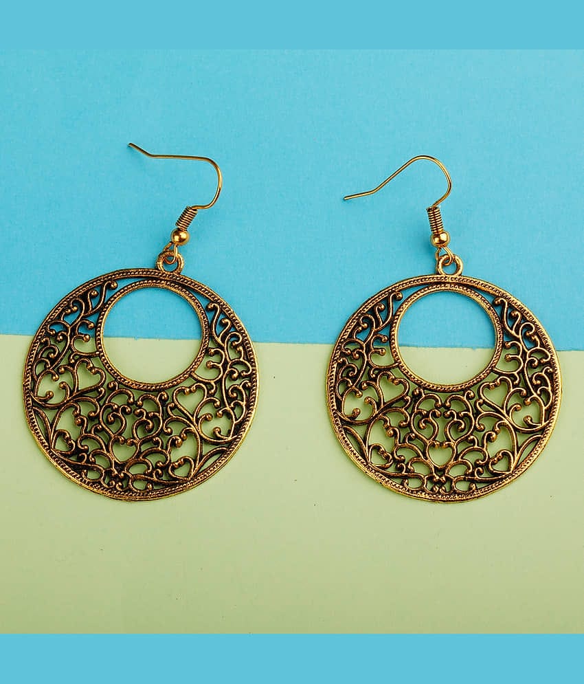 Silver Shine Golden Antique Hollow Design Earrings for Women