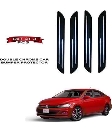 RONISH Rubber Car Bumper Protector Guard (Double Chrome) For Volkswagen Virtus