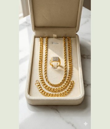 Fadiso Fashion Gold Plated Chains Combo ( Set of 4 )