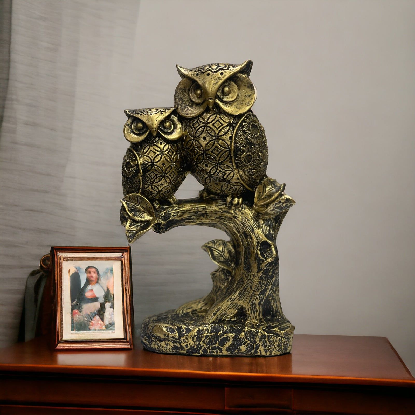 Owl Statue, Idol, Figurine, Showpiece for Money, Wealth, Good-Luck & Wisdom H- 26 cm-Poly Resin
