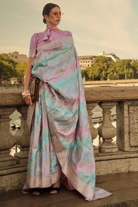 2-Tone Satin Silk Saree