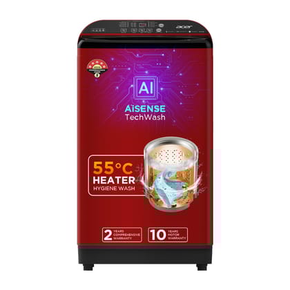 Acer 10.0 Kg 5 Star Fully-Automatic Top Loading Washing Machine (AR10HFATLH2C2CR24D, Cherry Red,12 Wash Programs, In-Built Heater, Magic Filter, Robust Motor) Acer 10.0 Kg 5 Star Fully-Automatic Top Loading Washing Machine (AR10HFATLH2C2CR24D, Cherry Red