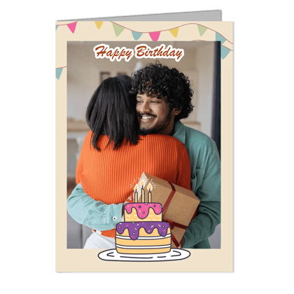 Happy Bithday My Brother - Customized Greeting Card - Add Your Own Photo