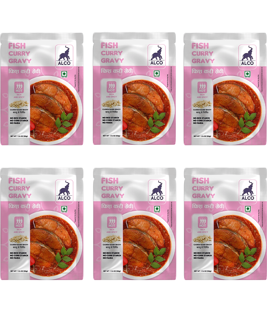 Alco Spices Fish Curry Gravy : Natural & Fresh Instant Gravy (6 x 50gm) 300 gm