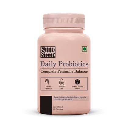 Sheneed Daily Probiotics - Complete Feminine Balance for maintain a healthy balance of good bacteria and yeast to support a healthy vagina - 60 Capsules
