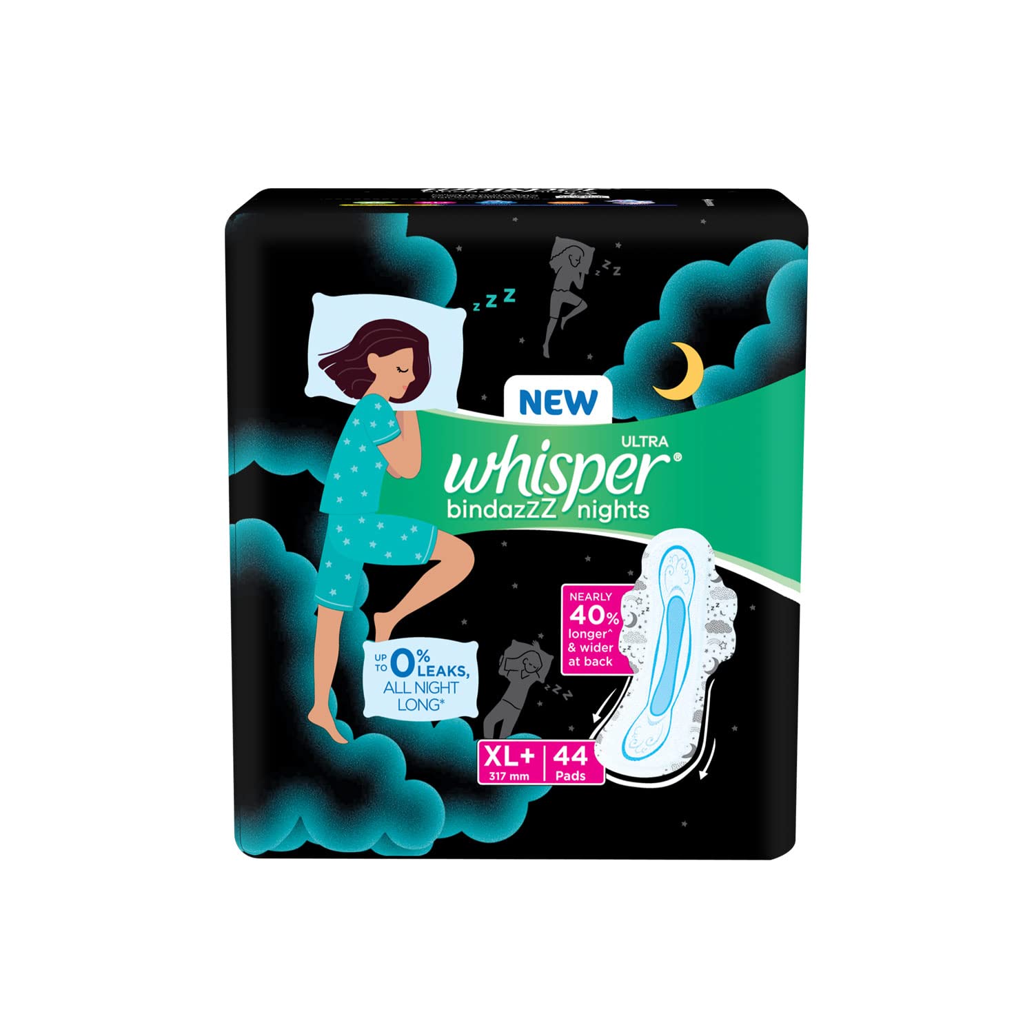 Whisper BindazZZ Nights XL+ 44 Pads