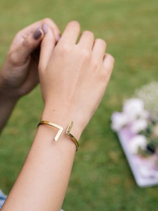 Zeta open Brass Adjustable Bracelet (Anti Tarnish)