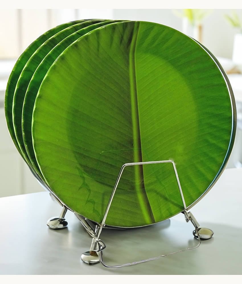 Inpro 4 Pcs Melamine Dark Green Full Plate