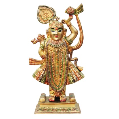 Brass Shrinath Ji / Banke Bihari Krishna Murti Idol � Handcrafted Brass Statue, Height : 17.5 Inch (BSMAS941 D)