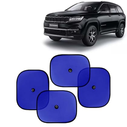 KINGSWAY Car Window Curtain Sticky Sun Shades Compatible with Jeep Meridian, (Year 2022 Onwards), Universal Fit Sunshades for Side Window, Rear Window, Blue Color, 4 Pieces KINGSWAY Car Window Curtain Sticky Sun Shades Compatible with Jeep Meridian, (Yea