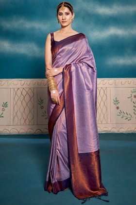 Dusty Lavender Soft Kanjivaram Silk Saree