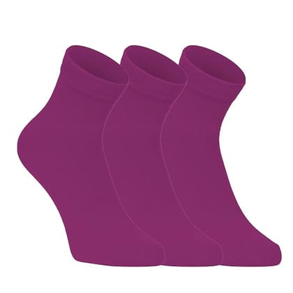 USOXO Women's Plain Socks I Made with Breathable Combed Cotton Ankle Length Solid Design I Odour Free & Anti-bacterial I Free Size Sock for Daily Gym Office - 3 Pair