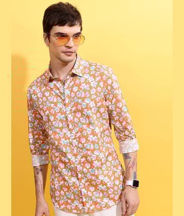 Ketch 100% Cotton Regular Fit Printed Full Sleeves Men's Casual Shirt - Coral ( Pack of 1 )