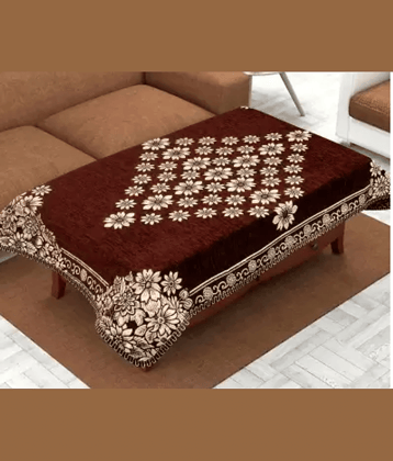 FURNISHING HUT Self Design Chenille 4 Seater Rectangle Table Cover & Runner ( 139 x 90 ) cm Pack of 1 Brown