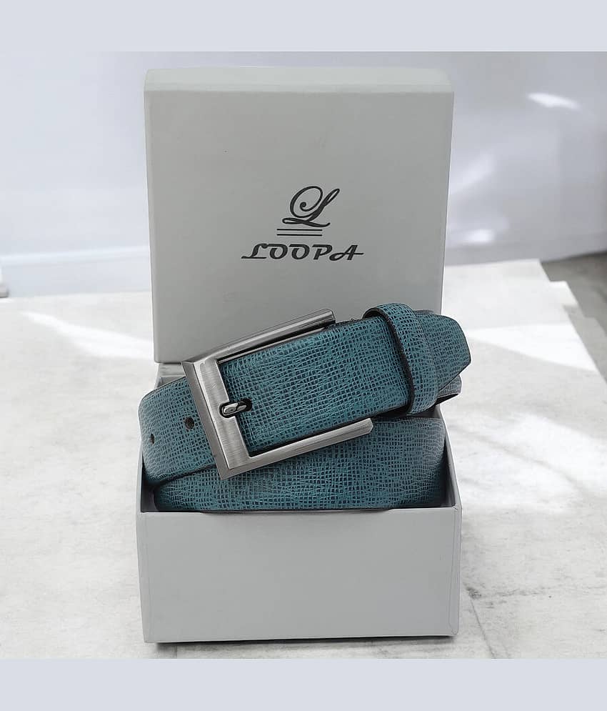 Loopa - Blue 100% Leather Men's Formal Belt ( Pack of 1 )