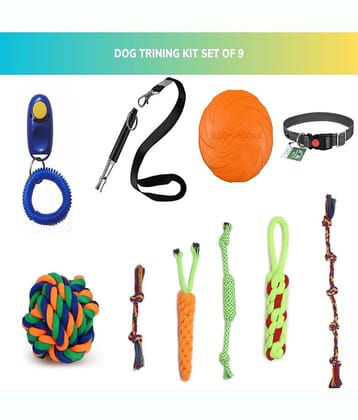 10 Pack Train kit DogChew Toys +Whistle Stop Barking Clicker Fress bee +colloar