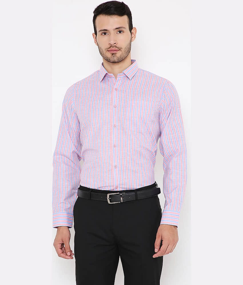 Maharaja - Pink Polyester Blend Slim Fit Men's Formal Shirt ( Pack of 1 )