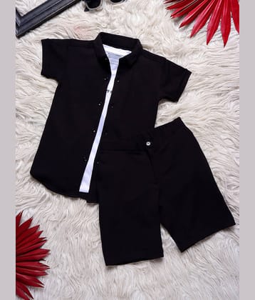 ALY JOHN Pack of 1 Boys Cotton Shirt & Shorts Set ( Black )