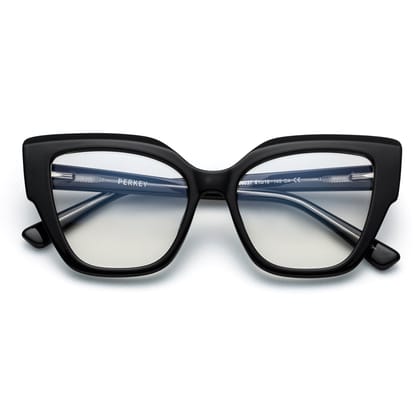 PERKEY Full Rim Cat Eye-Oversized Computer Glasses For Eye Protection Spectacles Frames Women - OPTL001-C1-Small / Clear / Black