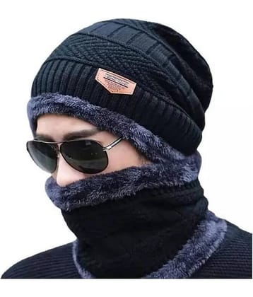Infispace Blue Woollen Men's Cap ( Pack of 1 )