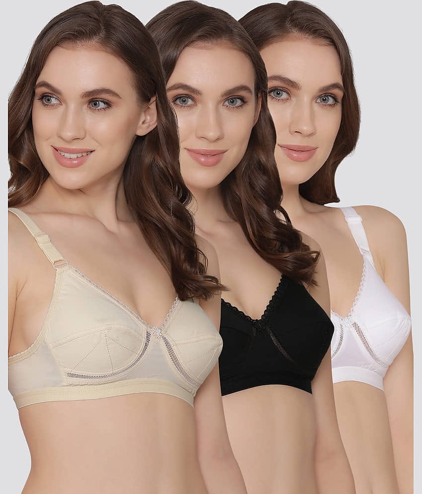 Kalyani Pack of 3 Cotton Blend Non Padded Women's Everyday Bra ( Multicolor ) DIKSHA