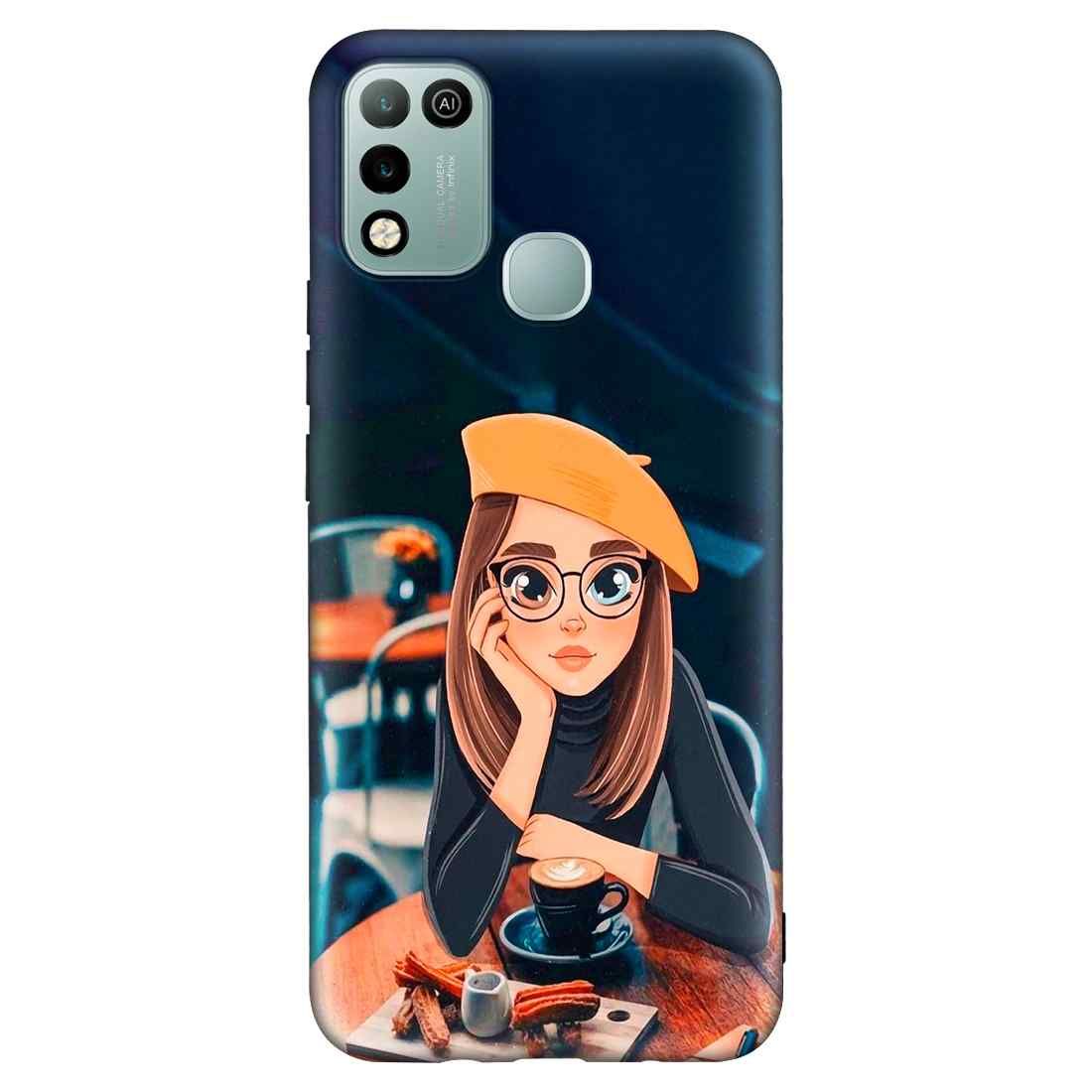 Cute Coffe Lover Girl HOT 10 PLAY Premium Embossed Mobile cover