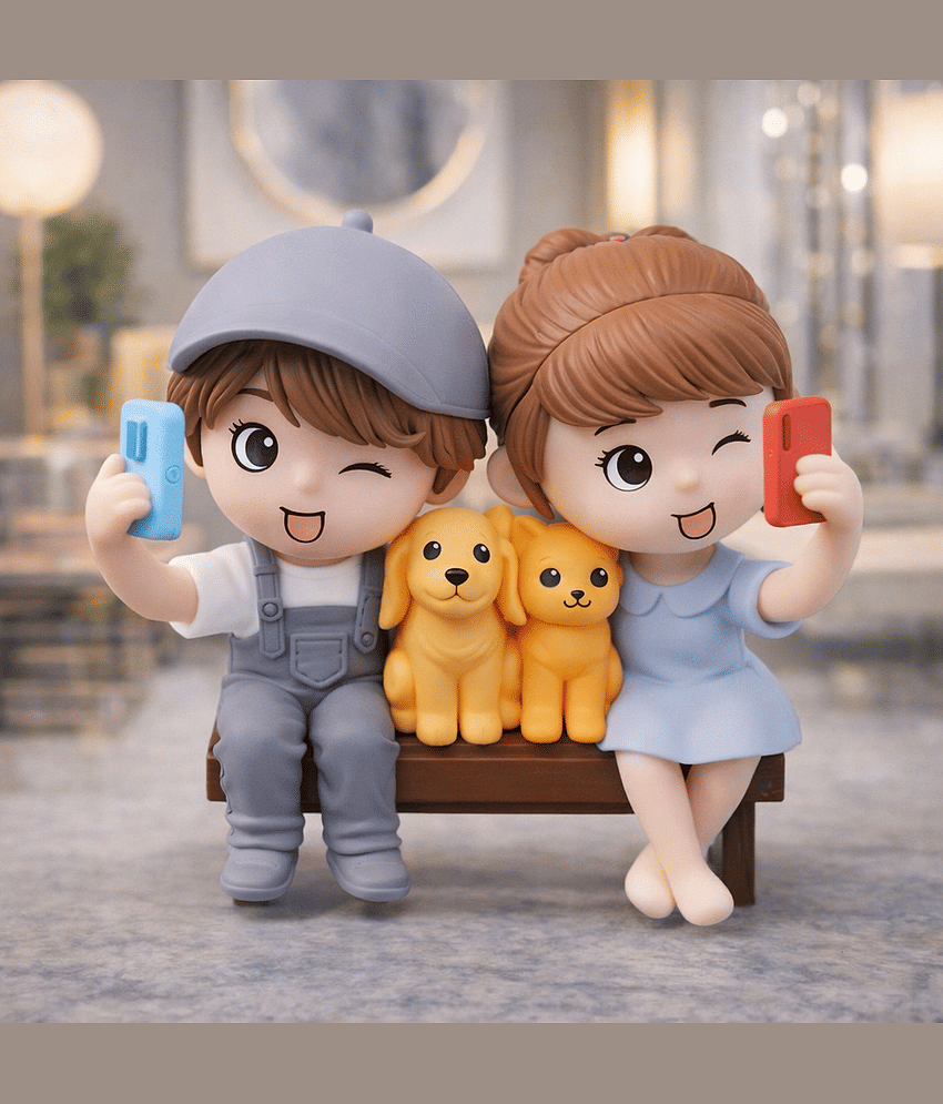 Exopick Cute Selfie Couple On A Bench With Their Pet