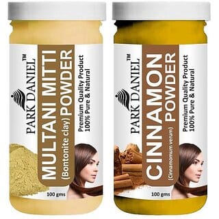 PARK DANIEL Pure & Natural Multani Mitti Powder & Cinnamon Powder Combo Pack of 2 Bottles of 100 gm (200 gm ) (200 ml)